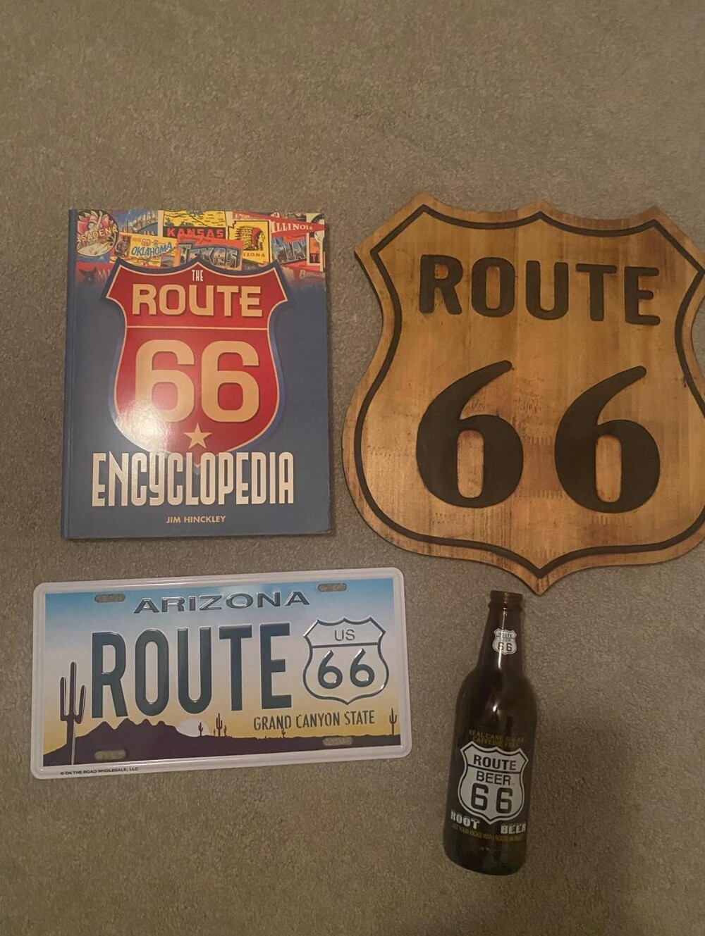 Route 66 Rustic Wood Shield Wall Sign in Brown